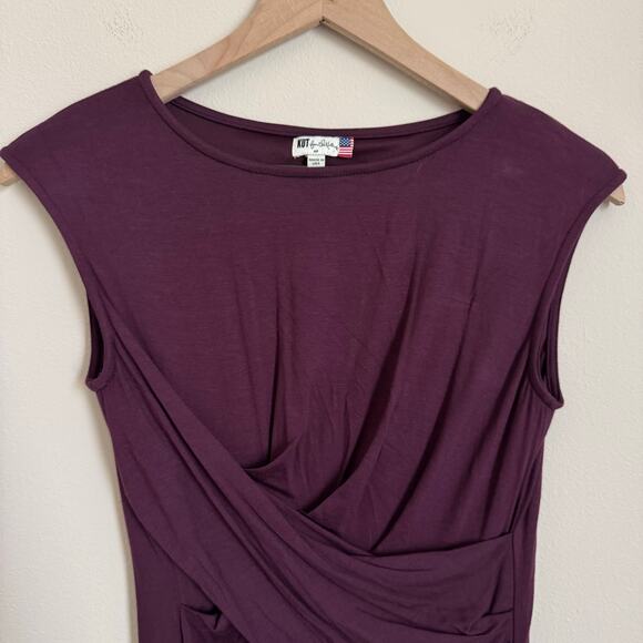 Kut From The Kloth Womens Purple Knee Length Jersey Draped Knit Dress Size 4P - Picture 3 of 10